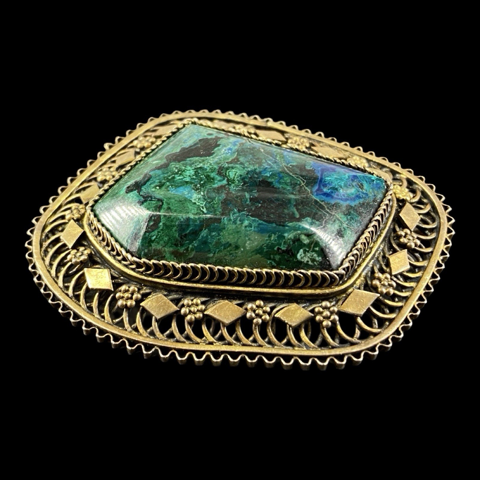 Vintage Eilat Stone Statement Brooch Pendant Orna… - image 3