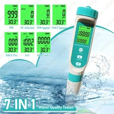 7 in 1 Digital Water Quality Meter Tester LCD PH TDS EC ORP TEMP SG Salinity Pen
