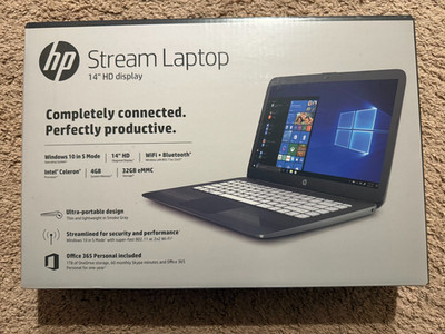 New HP Stream 14-cb012wm 14'' Intel Celeron N3060 4GB 32GB Laptop
