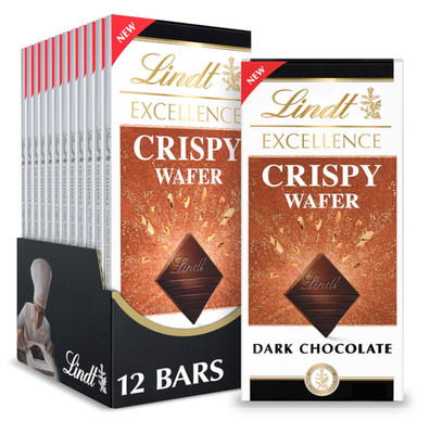 Lindt EXCELLENCE Crispy Wafer Dark Chocolate Bars, Premium Candy, 12 Pack