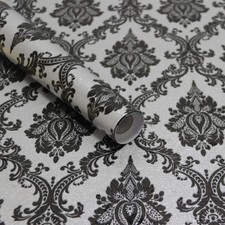 17.7 x118 Peel and Stick Wallpaper Black Wall 17.7 x 118 Silver