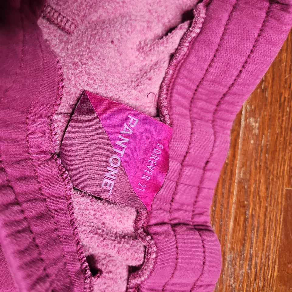 Forever 21 Pantone Women's Plum Purple Fleece Jogger SweatPants LARGE  - Image 4 of 4