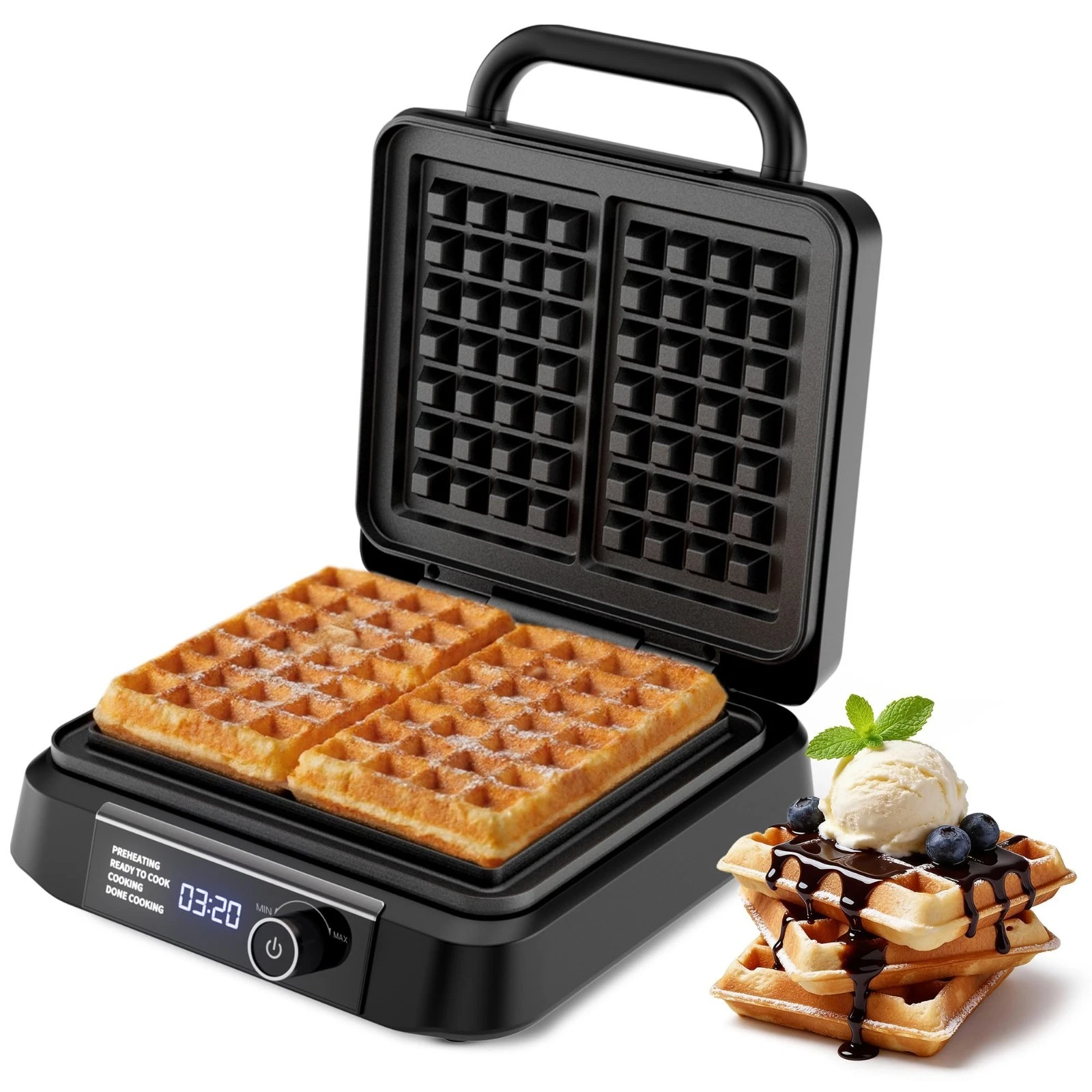 Waffle Maker, 1400W Belgian Waffle Maker, Dual Rectangular Thick Waffle Iron, 7-
Opens in a new wind