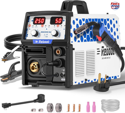Reboot RBM2500D MAX 250A 5-in-1 MIG Welder,Lift TIG, MIG Gas/Gasless, Stick