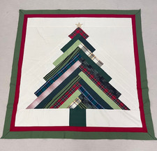 Handmade Christmas Pine Tree Baby Quilt Top 47x47" Pieced BABY/BED/Wall Decor