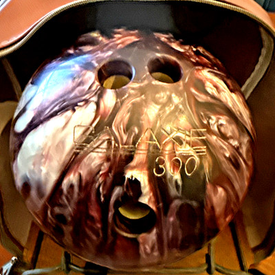 Vintage Galaxy 300 Bowling Ball and Bag Atomic Purple Marbled Retro MCM Decor