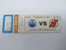 December 17, 1982 Edmonton Oilers New Jersey Devils Hockey Ticket -Gretzky 4 Pts