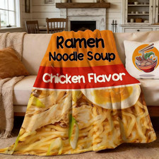 Ramen Noodle Blanket for Boys and Girls, Funny Food Flannel Blanket for Birthday