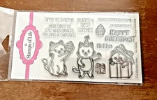 The Stamps of Life Cat Birthday Stamps and Die set EUC Kitty cupcake  gift