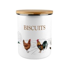 Extra Large Enamel Biscuit Canister - Country Farm Animals Kitchen Storage Gift