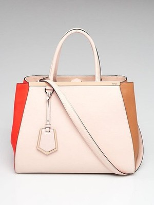 FENDI Pink Tri-Color Vitello Leather Medium 2Jours Elite Tote Bag