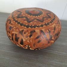 FOLK ART Hand Carved and Painted Gourd MAGNIFICENT ART 