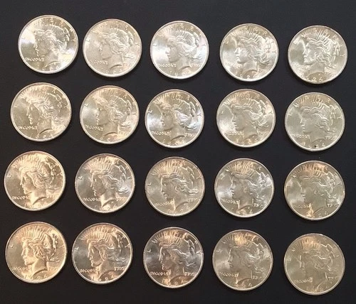 Lot of 20 BU/Gem 1924 Choice Silver Peace Dollars 1 Roll !