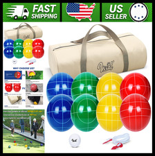 Bocce Ball Set Regulation Size with 8 Resin Balls, Pallino, Rope, Bag