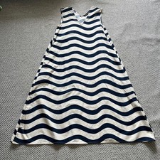 Marimekko Sleeveless Dress Cotton Wave Pattern Black New