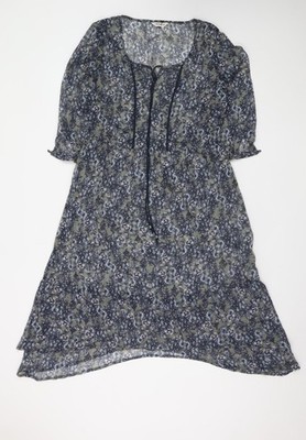 Marks and Spencer Damen Kleid Mehrfarbig Blumenmuster A-Linie Knielang Größe 1