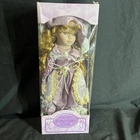 Collectible Porcelain Doll Purple Dress Blonde Hair 12 Inch
