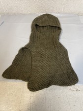 Vtg OG WWII Wool Knit Red Cross 1940's Handknit WW2 Green Face Mask Balaclava