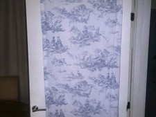 cabbages and roses country toile blue linen curtains, 50 ins wide x 96 ins long