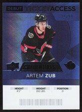 2021-22 Upper Deck Credentials #67 Artem Zub 2020-21 Debut TA Blue #/99