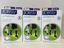 Lot of 3 Jobst Active Wear Unisex Socks Compression 30-40 Cool White Large New