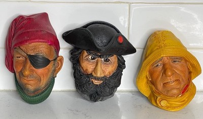 Lot Of 3 Vintage Bossons Chalkware Heads