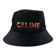 Celine Sequin Logo Bucket Hag Black