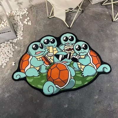 Squirtle Blastoise Evolution Pokemon Anime Rug Soft Gaming Room Carpet Decor Non