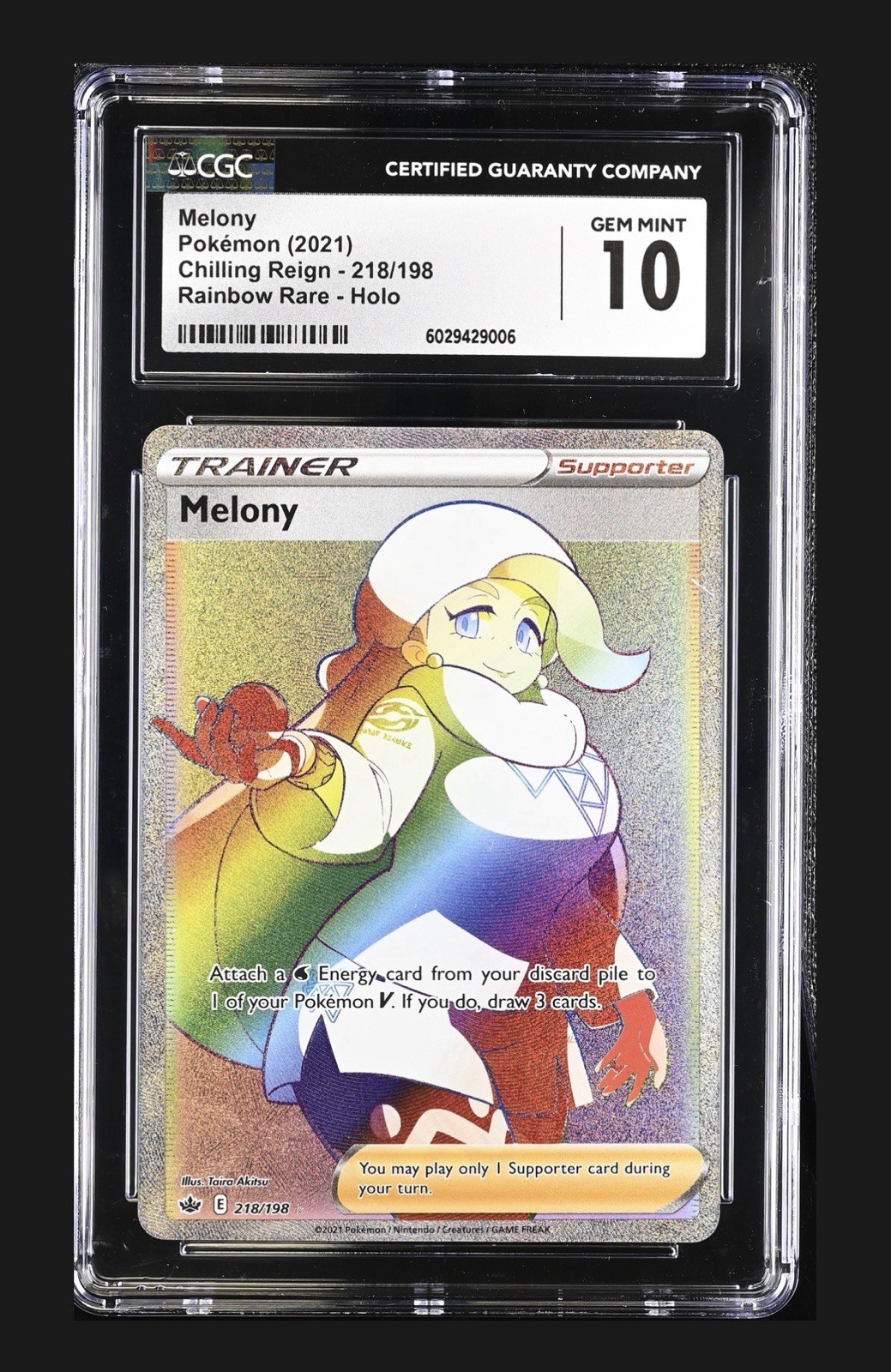 Melony (Secret) 218/198 Swsh06: Chilling Reign Rainbow Holo - CGC 10 GEM MINT