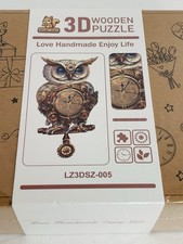 Cutywood 3D Mechanical Owl Wooden Puzzle Clock Model Kit Adult Steampunk Sealed