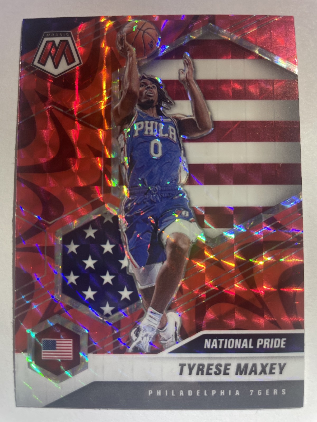 2020-21 Panini Mosaic Red Prizm Tyrese Maxey Rookie Card #259 Sixers