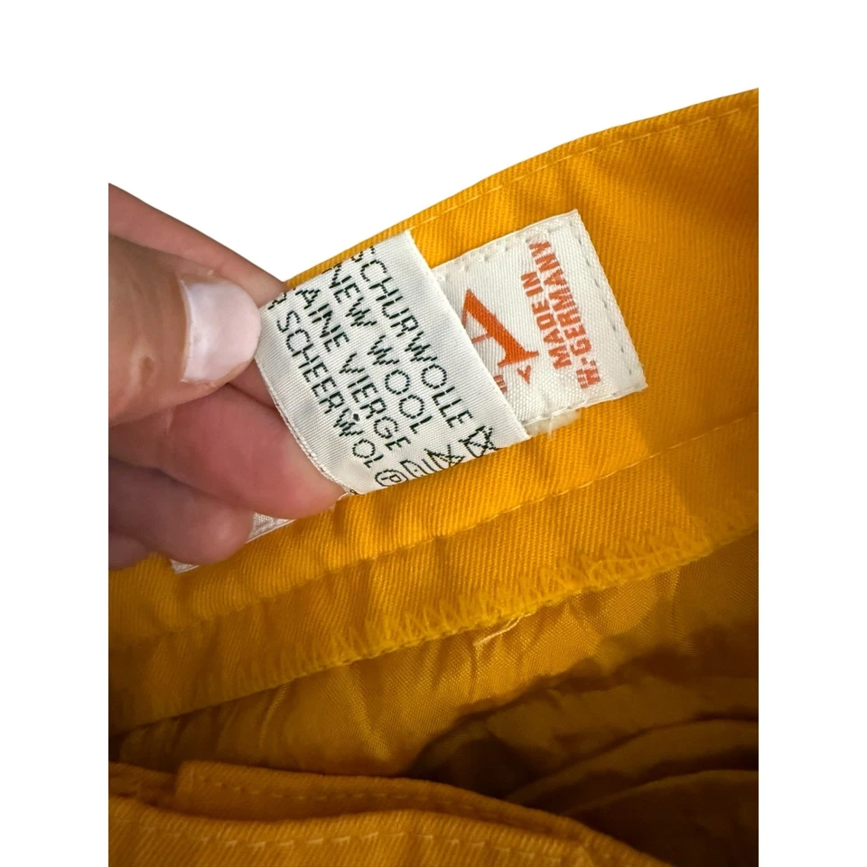 Pantalones de vestir Escada vintage amarillo mostaza pierna ancha pura lana cintura alta Foto 4 de 4