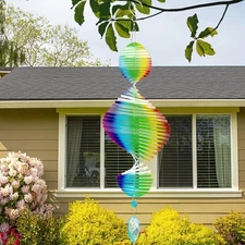 Helix Wind Spinners, Metal Garden Wind Spinners, Rainbow Outdoor Wind Spinner fo