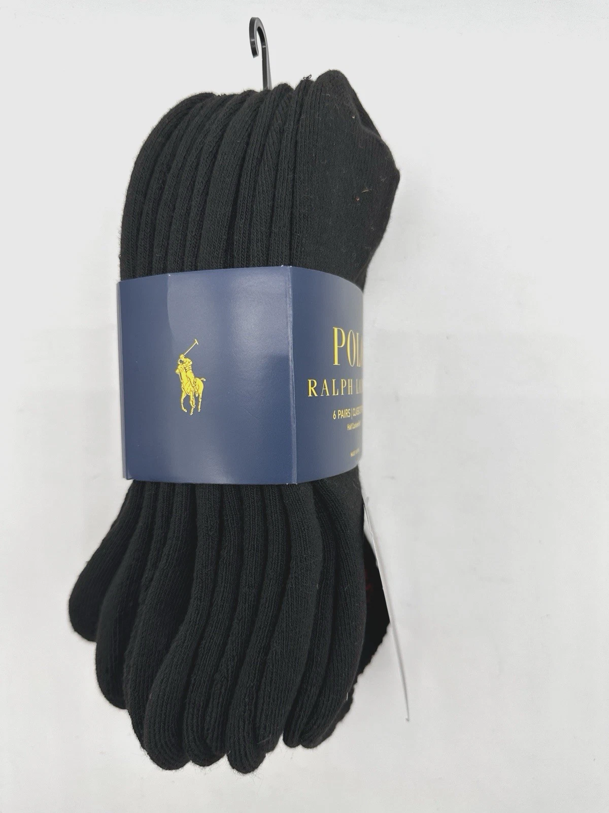 NEW 6 PAIR PACK POLO RALPH LAUREN MENS NO SHOW SOCKS BLACK/ RED SIZE 6-12.5