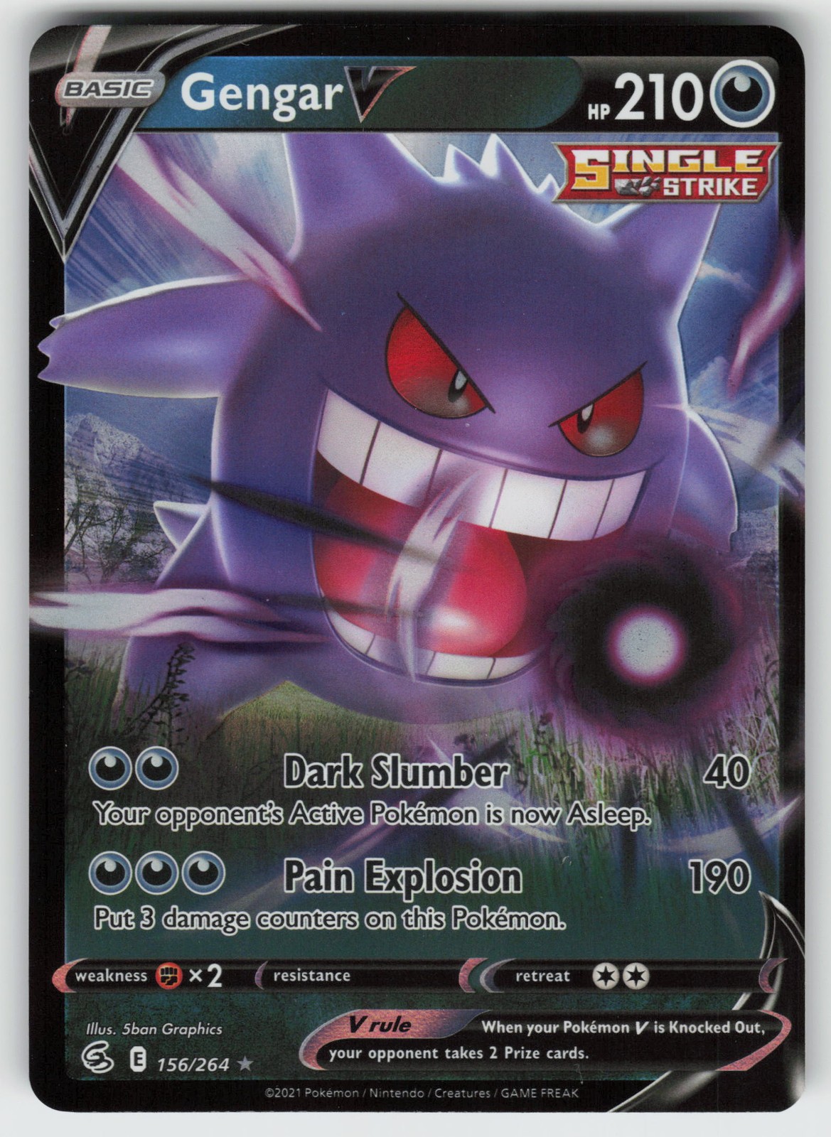 Gengar V SWSH08: Fusion Strike 156/264 Ultra Rare NM Pokemon