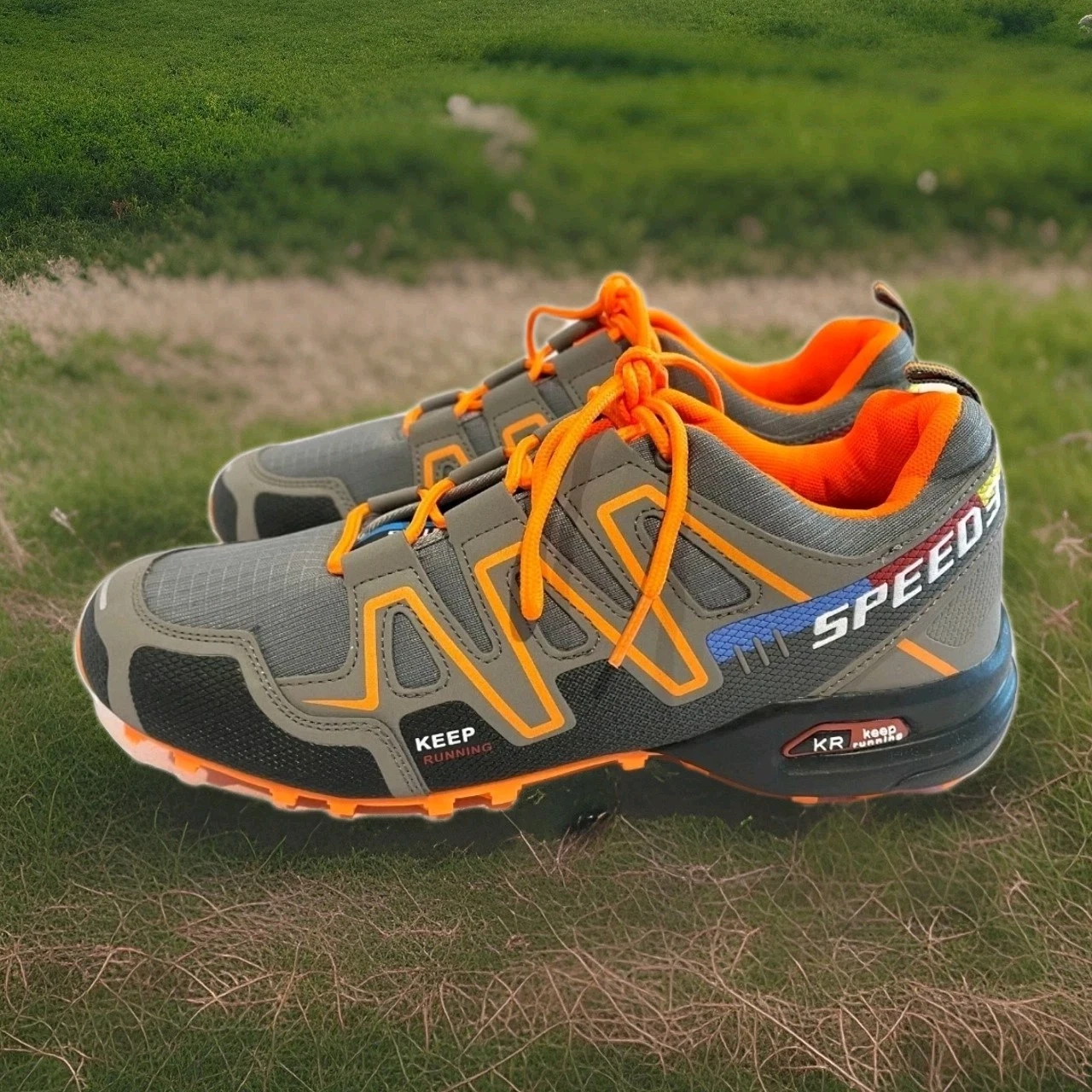 Keep Running Speed 3 Trail Running Shoes Grey Orange Men's EU 42 US 8.5/9