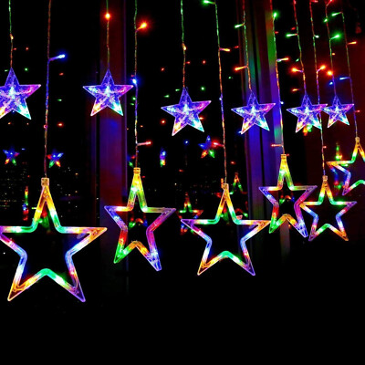 LED Lichterkette Sterne / Farbe nach Wahl: Warmweiß, Kaltweiß, Blau, Pink, Bunt
