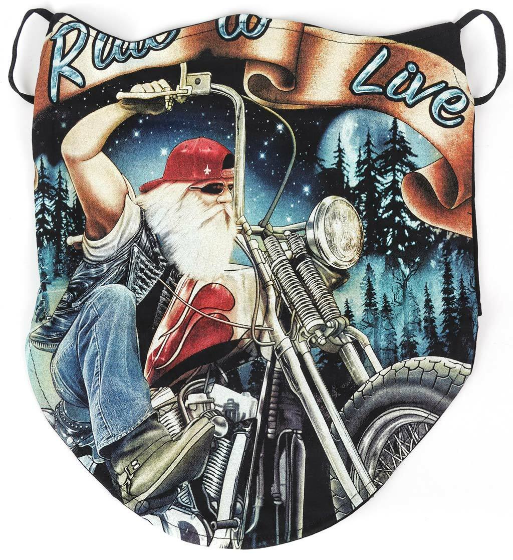 Stoff-Behelfsmaske Nase/Mund Tuch Motiv Biker auf Motorrad 068