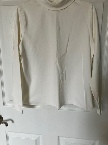 Ladies Lands' End Cream White Cotton Turtleneck Top Shirt Size XS/P