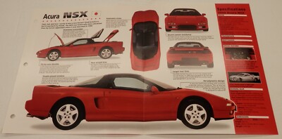 Acura NSX 1990+ Honda Sports Car Spec Sheet IMP HOT CARS Brochure