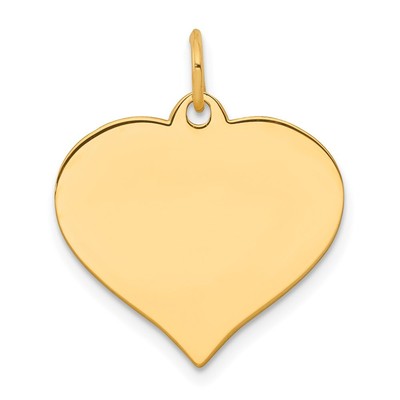 14k Yellow Gold Heart Disc Charm Pendant for Women 0.96g, L-22mm, W-18mm
