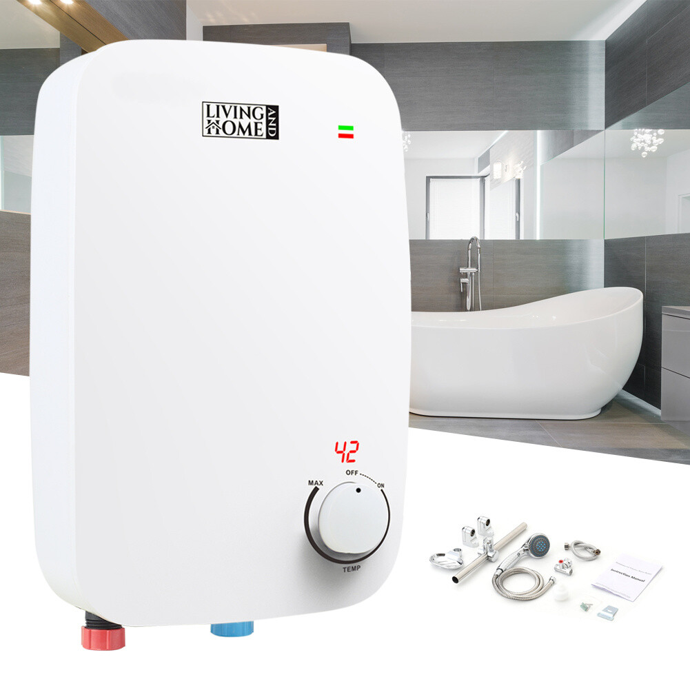 6/8/10KW Tankless Electric Shower Instant Boat Bathroom Caravan Hot