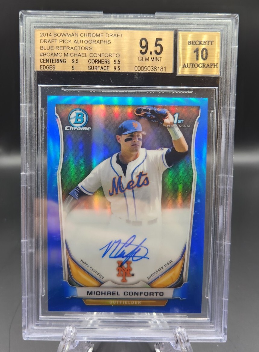 2014 Bowman Chrome Draft Michael Conforto Blue Refractor Auto #/150 BGS 9.5/10