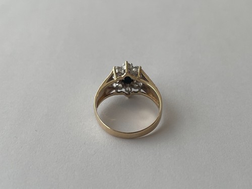 1981 Sapphire Ring 9ct Gold Sapphire and Cubic Zirconia Vintage Ring - Size M - 第 10/14 張圖片