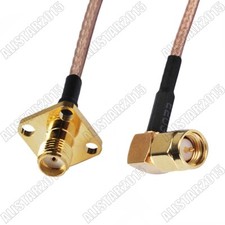 SMA Jack flange 4 hole panel mount to male right angle Pigtail cable RG316 15cm