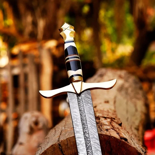 Hand Forged Damascus Steel Viking Sword Battle Ready Medieval Sword With Sheath