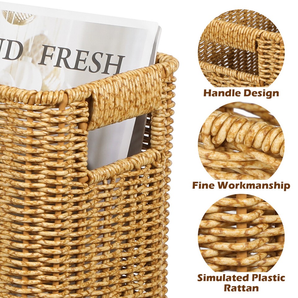 Narrow Tall Basket Magazine Living Room Newspaper Desktop Container