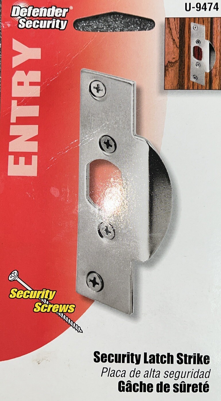 Defender Security Security Latch Strike Chrome-Plated Finish 1-1/8
