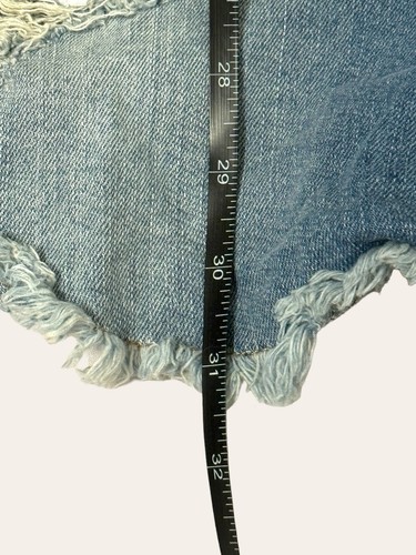 HARPER Women's Blue Denim Shortalls w/ Adjustable Straps - Size L Distressed - Picture 7 of 9