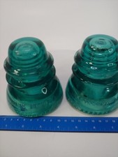 Vintage Hemingray 42 Glass Insulator Blue Glass Made In USA Set Of Two